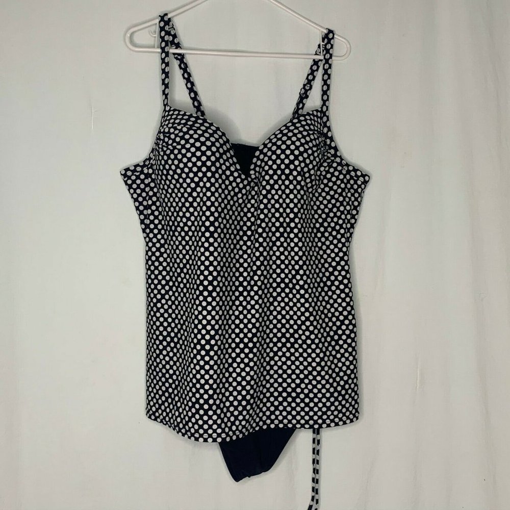 Lane Bryant One Piece Tank Swim Suit 22 Polka Dot